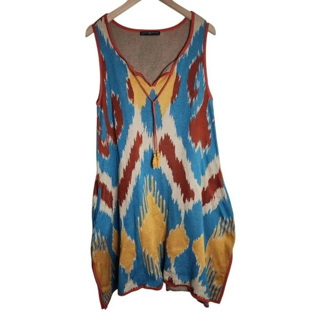 Peruvian Connection Multicolor Ikat Midi Dress - Picture 1 of 8